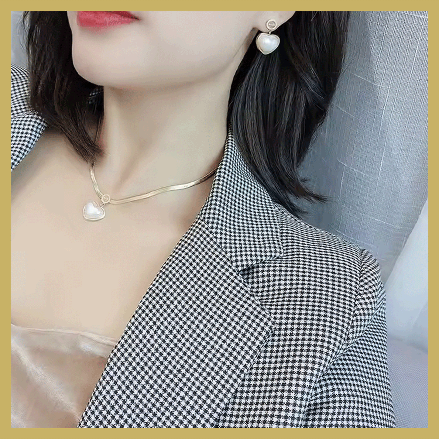 Pearl Heart Pendant Necklace - قلادة قلب اللؤلؤ